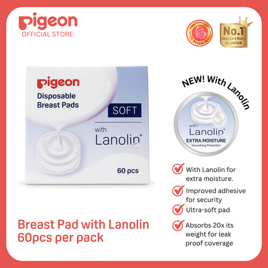 NEW Pigeon Breast Pads with Natural Lanolin (60pcs) - Soothing & Ultra-Absorbent Nipple Care Disposable Nursing Pads, Japan No. 1 Brand (Copy) (Copy)