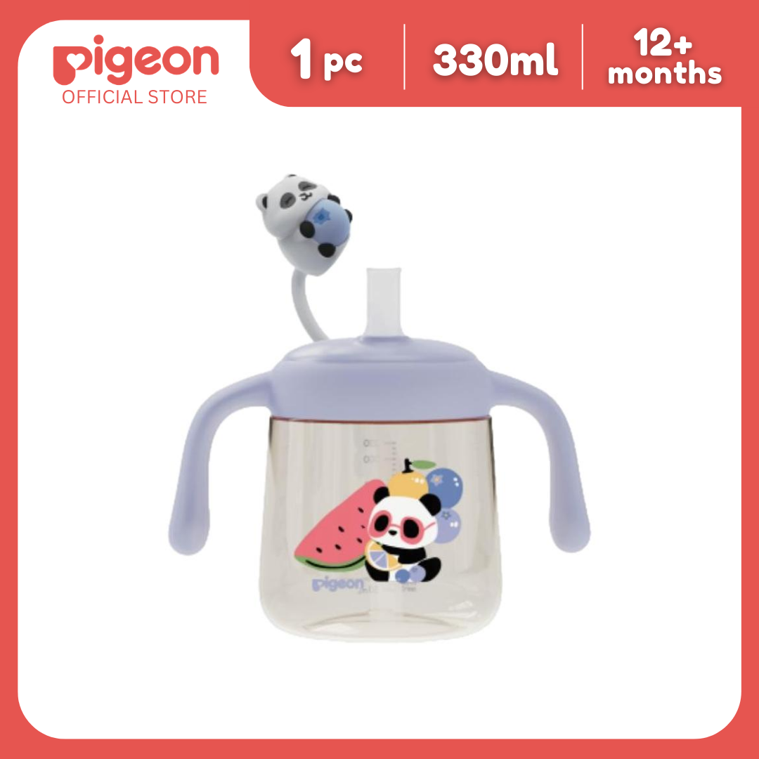 Pigeon Official Lovely Panda PPSU Milk Cup 330mL Purple | Toddler Straw Cup, BPA BPS Free, 180°C