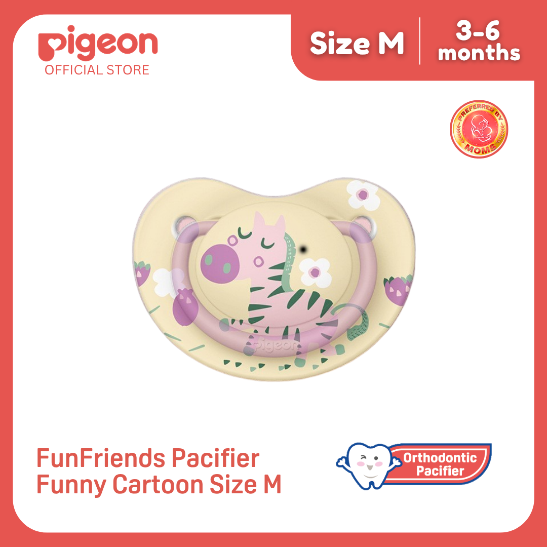 Pigeon Official - FunFriends Silicone Pacifier Medium 3-6 Months Orthodontic No Nipple Confusion