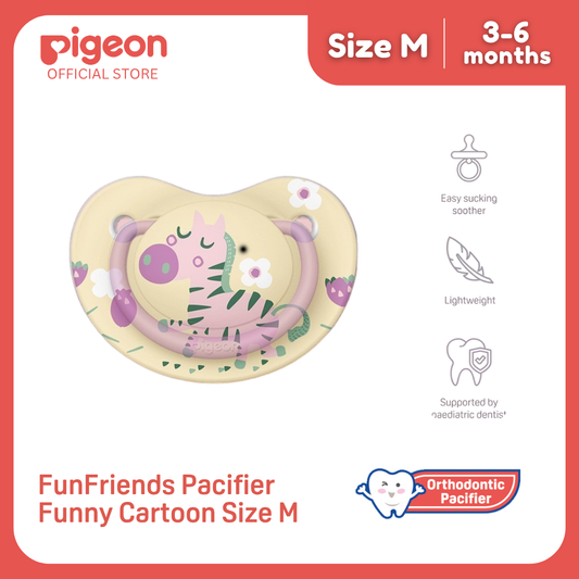 Pigeon Official - FunFriends Silicone Pacifier Medium 3-6 Months Orthodontic No Nipple Confusion