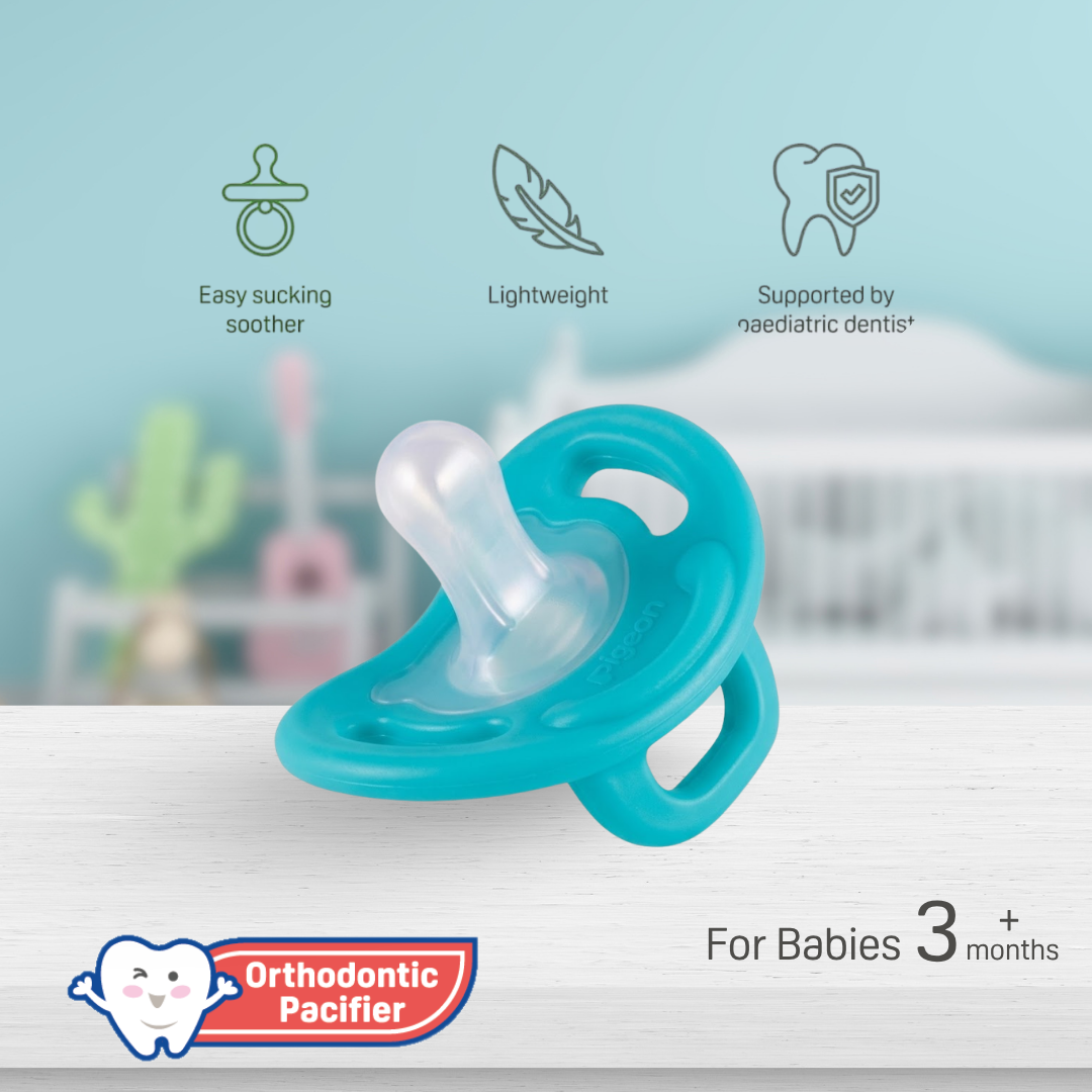 Pigeon Official -  SOFT Buddy All Silicone Pacifier Size M Green 3-6 Months - Orthodontic Pacifier, No Nipple Confusion, BPA Free, Flexible Nipples, Japan No. 1 Brand