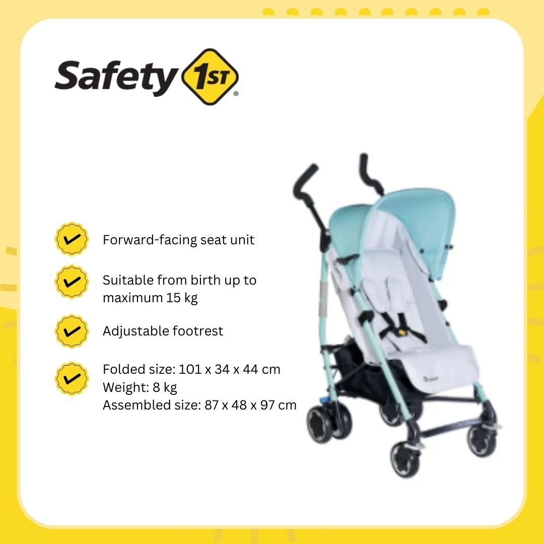Safety 1st Compa'City Stroller for Travel with Sun Shade (Green and White)