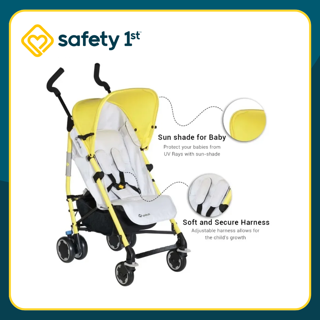 Safety 1st Compa'City Stroller for Travel with Sun Shade (Yellow and White)