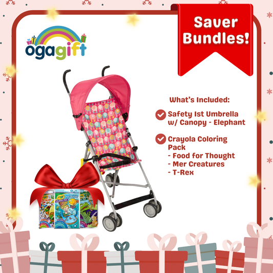 Gift Set - SFI Umbrella Stroller with Canopy - Elephant x Crayola Assorted Pop Out Pack