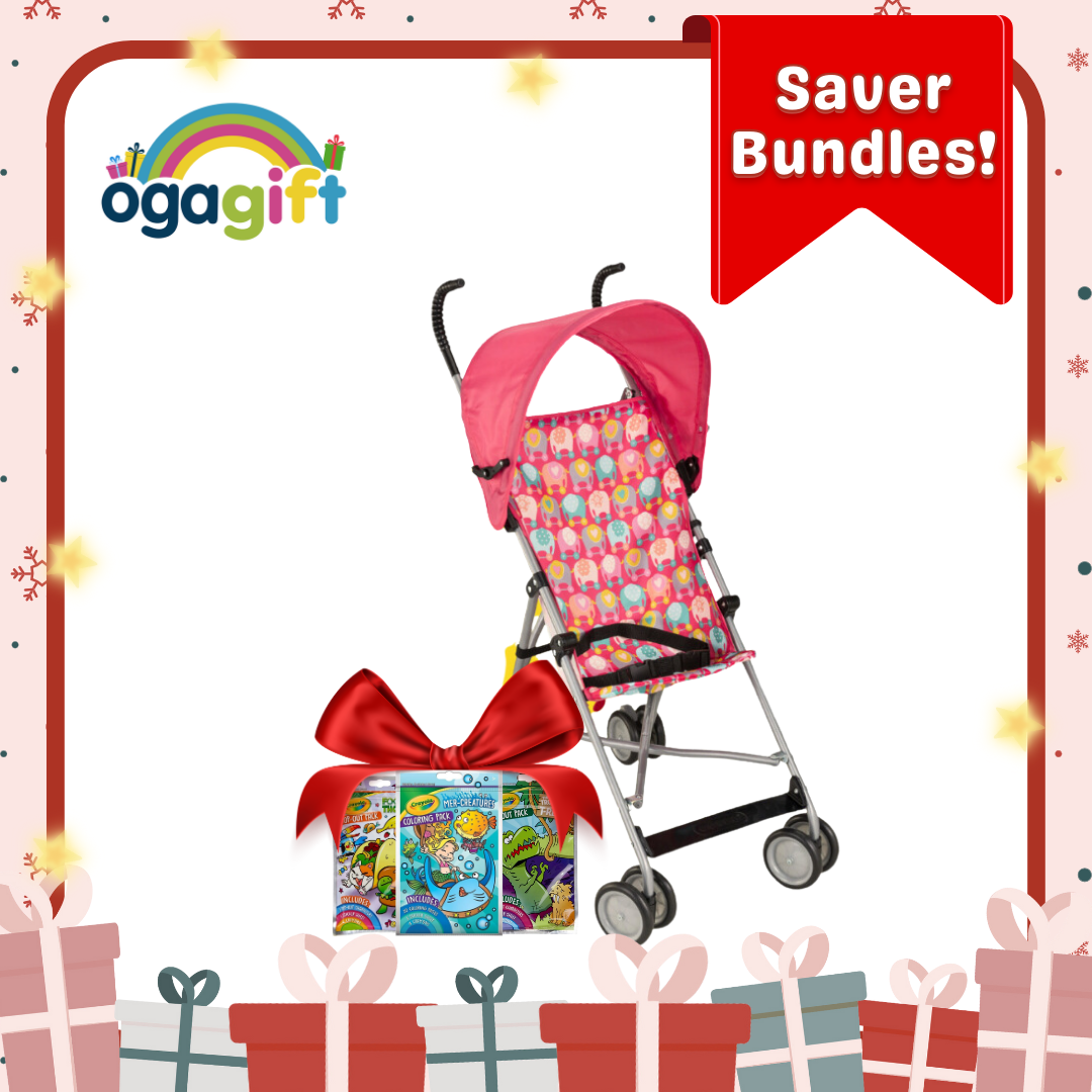 Gift Set - SFI Umbrella Stroller with Canopy - Elephant x Crayola Assorted Pop Out Pack