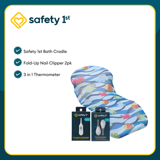Safety 1st Bath Cradle + Fold-Up Nail Clipper 2pk + 3n1 Thermometer