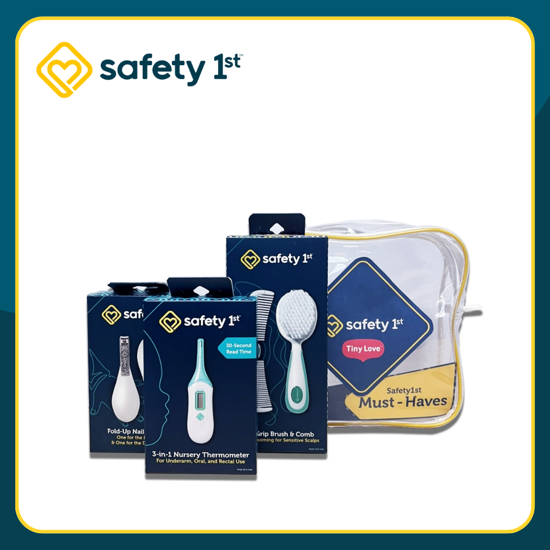 Safety 1st 3in1 Thermometer + Easy Grip Brush and Comb + Fold Up Nail Clipper 2pk