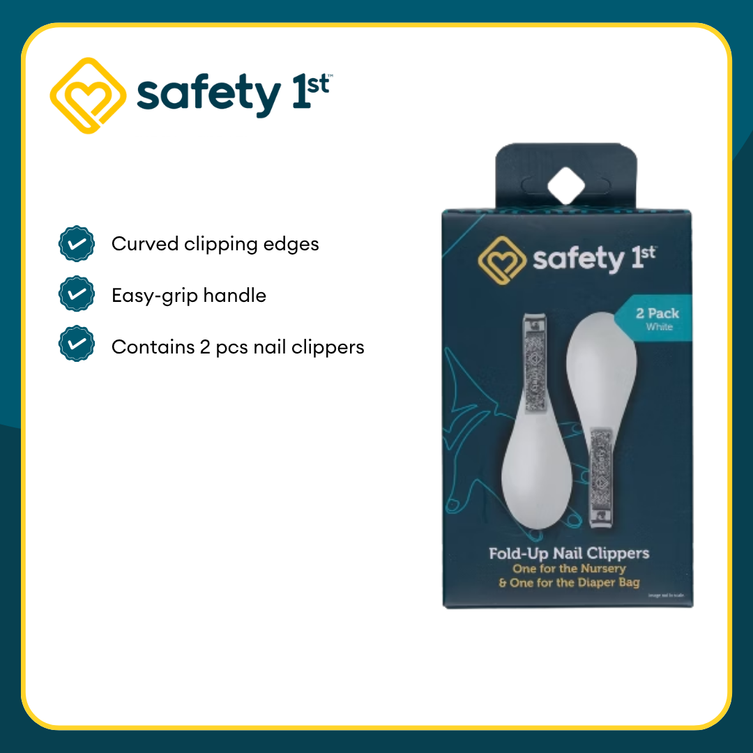 Safety 1st Healthcare Kit with 6 items including nail clippers and other tools and Fold-Up Nail Clippers 2 Pack for baby care