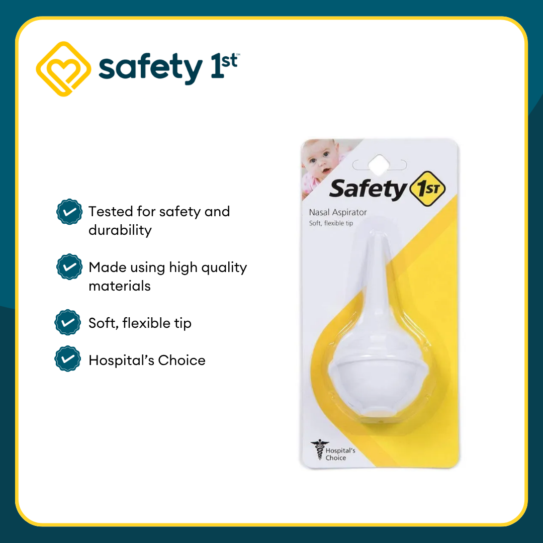 Safety 1st Nasal Aspirator and 3-in-1 Nursery Thermometer. Nasal Aspirator: Soft, flexible tip and Thermometer: 30-second read time, for underarm, oral, and rectal use