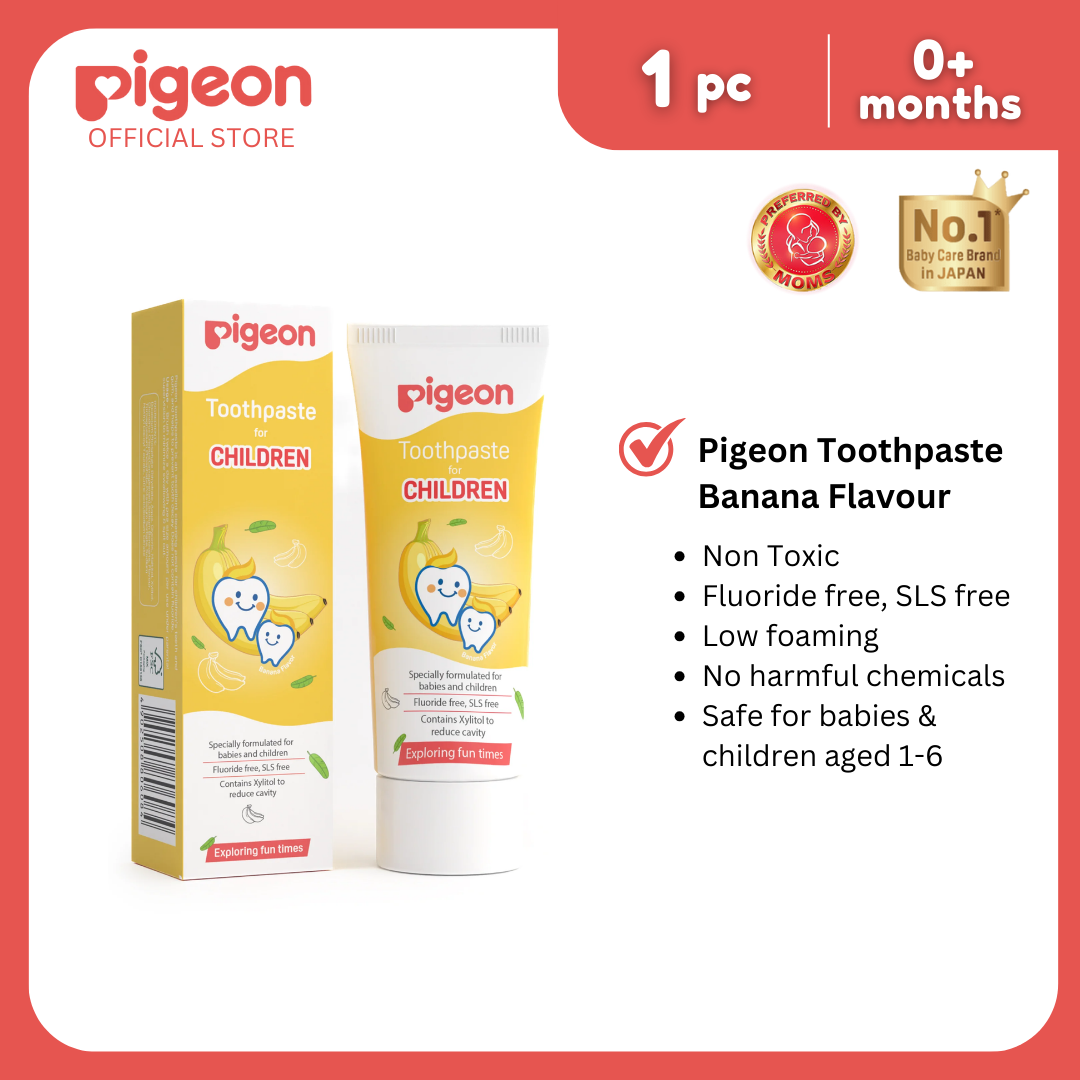 Pigeon Toothpaste Banana - Flouride, SLS, Paraben Free Safe for Babies & Children 0+ months
