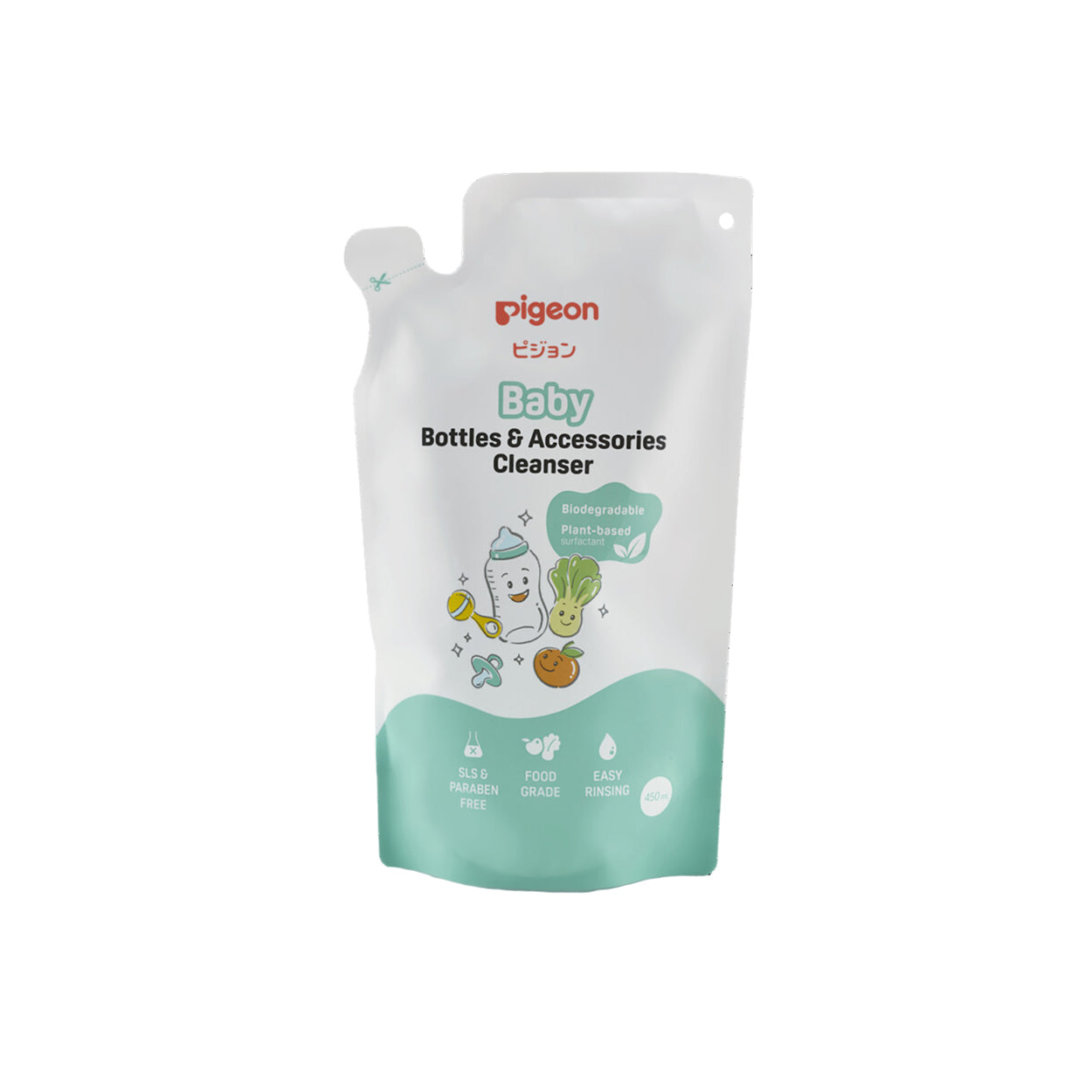 Pigeon Liquid Cleanser Bottle and Refill Bundle - Safe for babies, Can be used for fruits & veggies, Food Grade, Paraben Free, Dermatologically Tested, Easy Rinsing, SLS SLES Free
