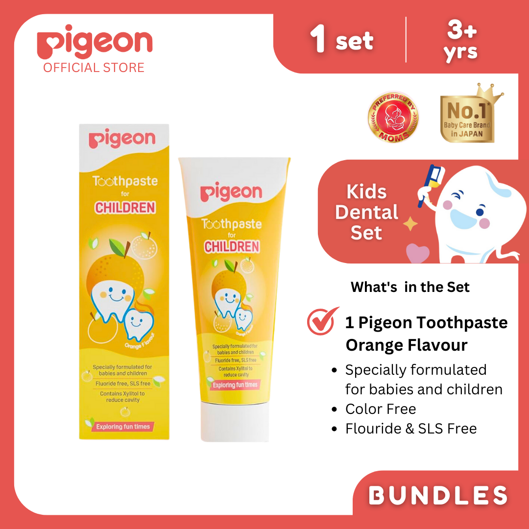 Pigeon Toothpaste Orange and Toothbrush Lesson 3 Pink