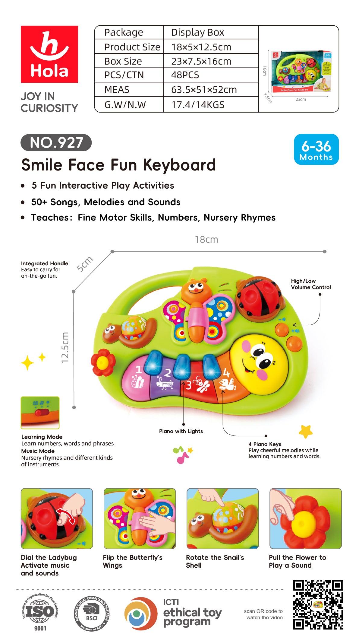 Hola Smiley Face Fun Keyboard with Music/Light