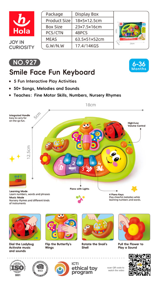 Hola Smiley Face Fun Keyboard with Music/Light