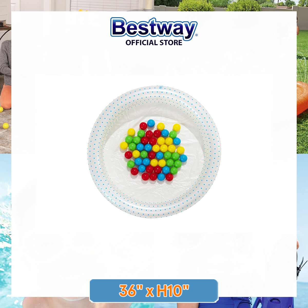 Bestway Up, In & Over 2-Ring Ball Pit Play Pool (36" Diameter x H10")