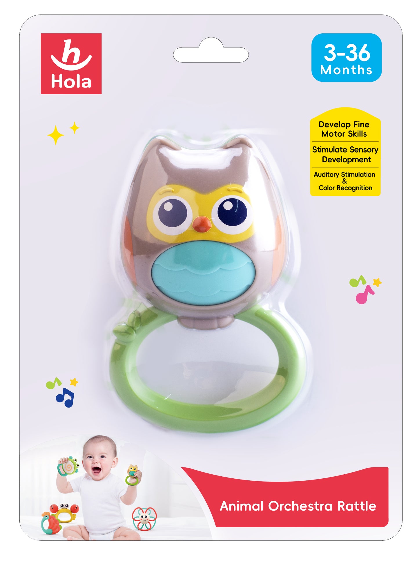 HOLA Animal Orchestra Rattle (5 models assorted)