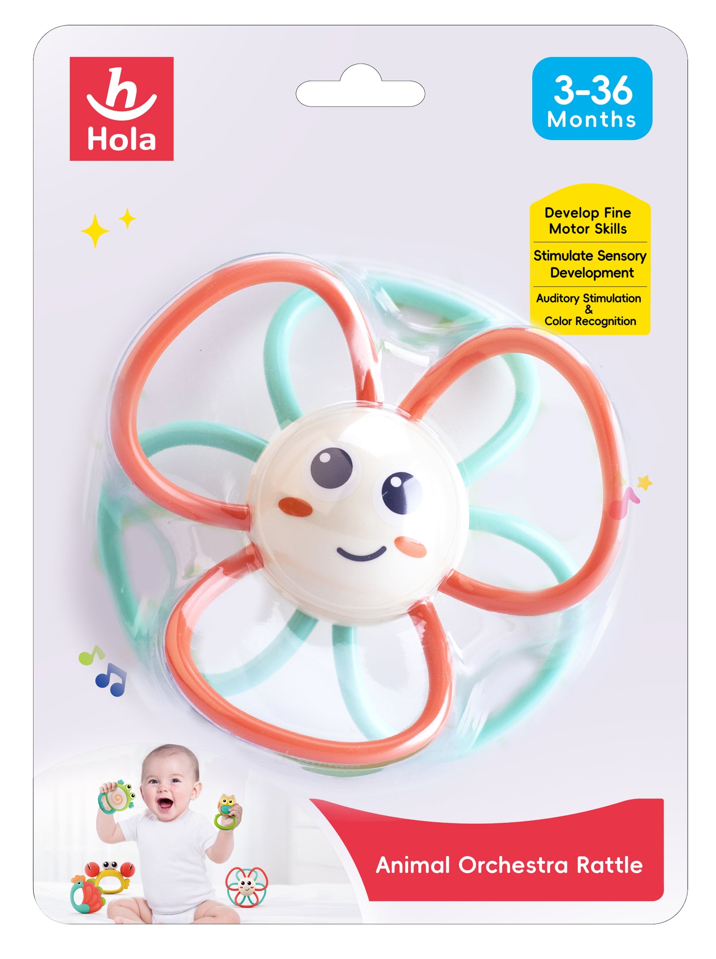 HOLA Animal Orchestra Rattle (5 models assorted)
