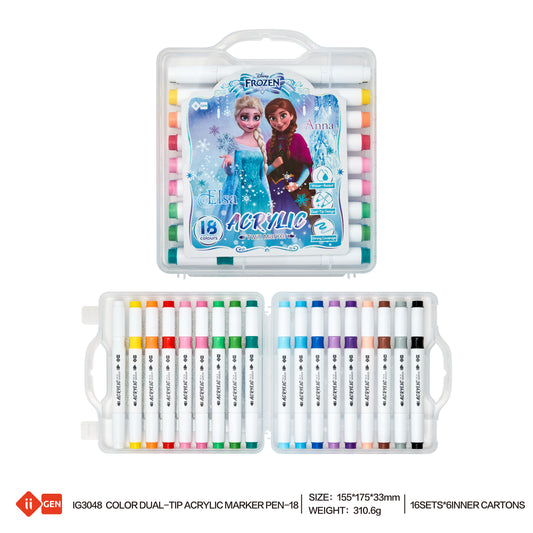 Frozen 18-Color Dual-Tip acrylic marker pen