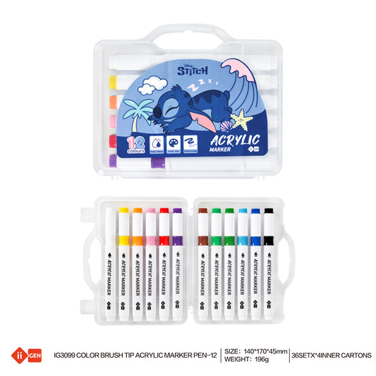 Stitch 12-Color Brush tip acrylic marker pen