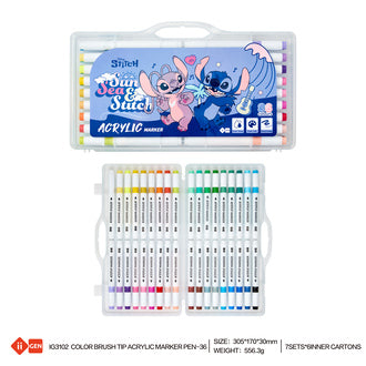 Stitch 36-Color Brush tip acrylic marker pen