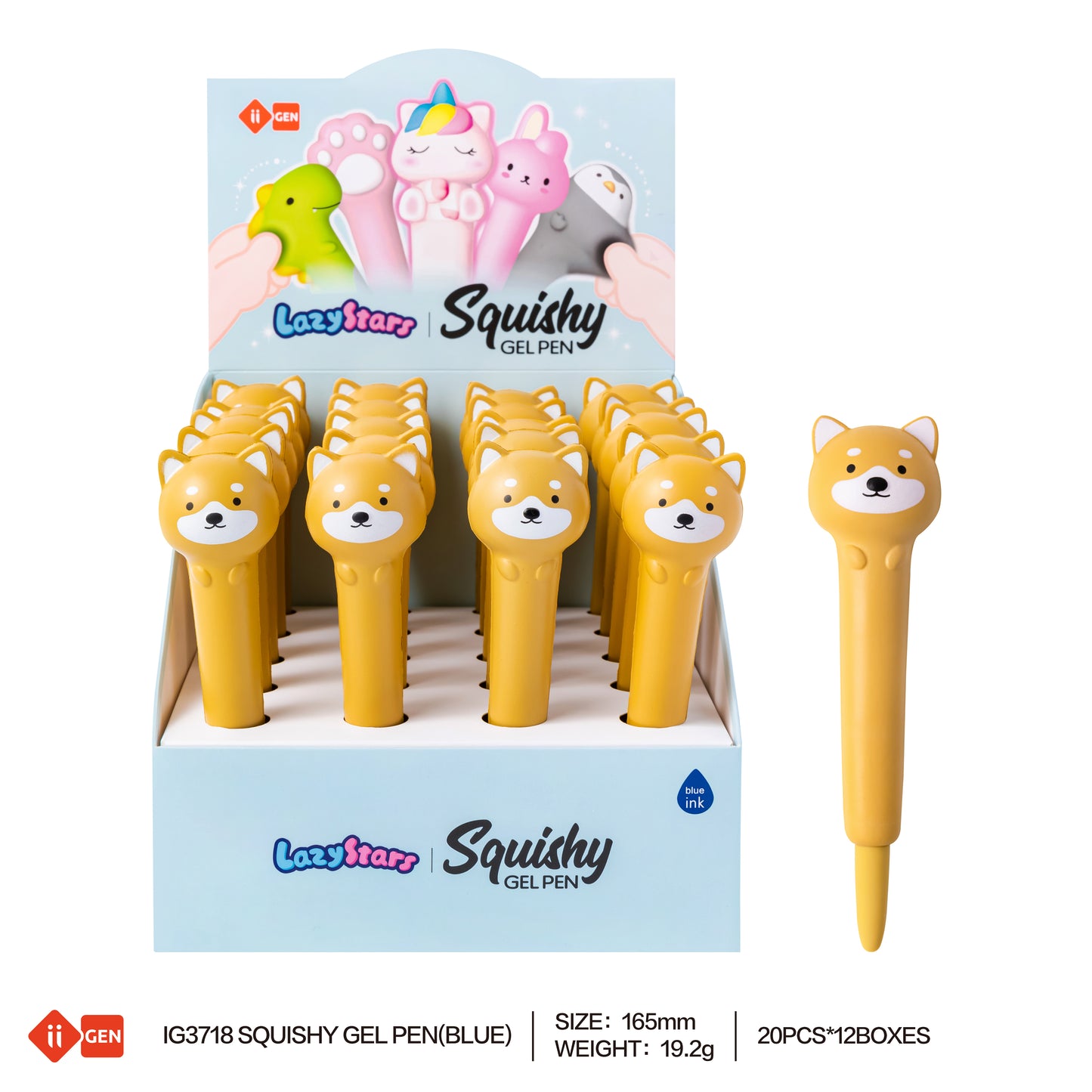 LAZY STAR Squishy gel pen(dog design, blue ink)