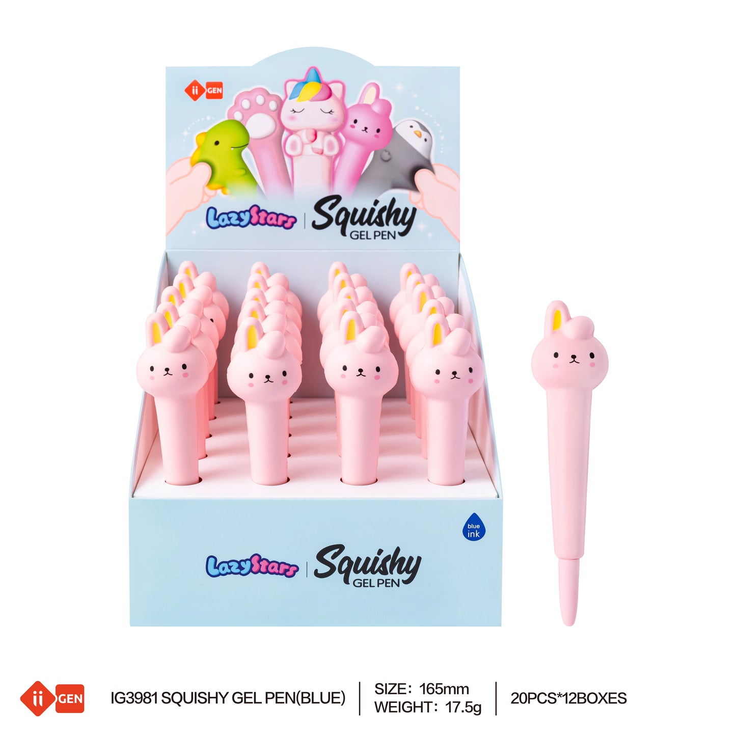 LAZY STAR squishy gel pen(0.5mm,blue ink,rabbit design)