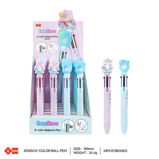 LAZY STAR 1 pc Multi-Color Ball Pen 6 Ink Colors in One Pen