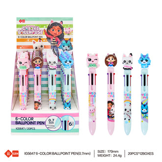 GABBY 1 pc 6-Color Ballpoint Pen 6 Ink Colors in One Pen