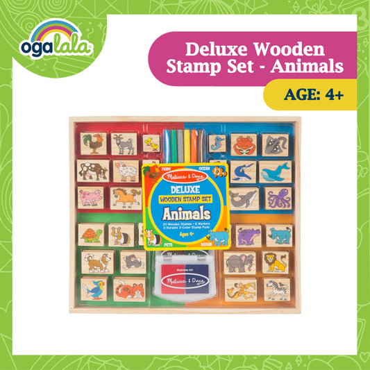 Melissa and Doug Deluxe Wooden Stamp Set - Animals