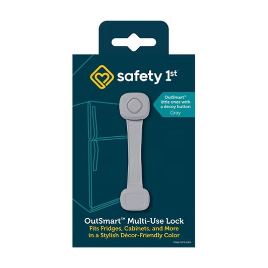 Safety 1st OutSmart Multi-Use Lock Gray Fits Fridges Cabinets and More in Stylish Decor-Friendly Color