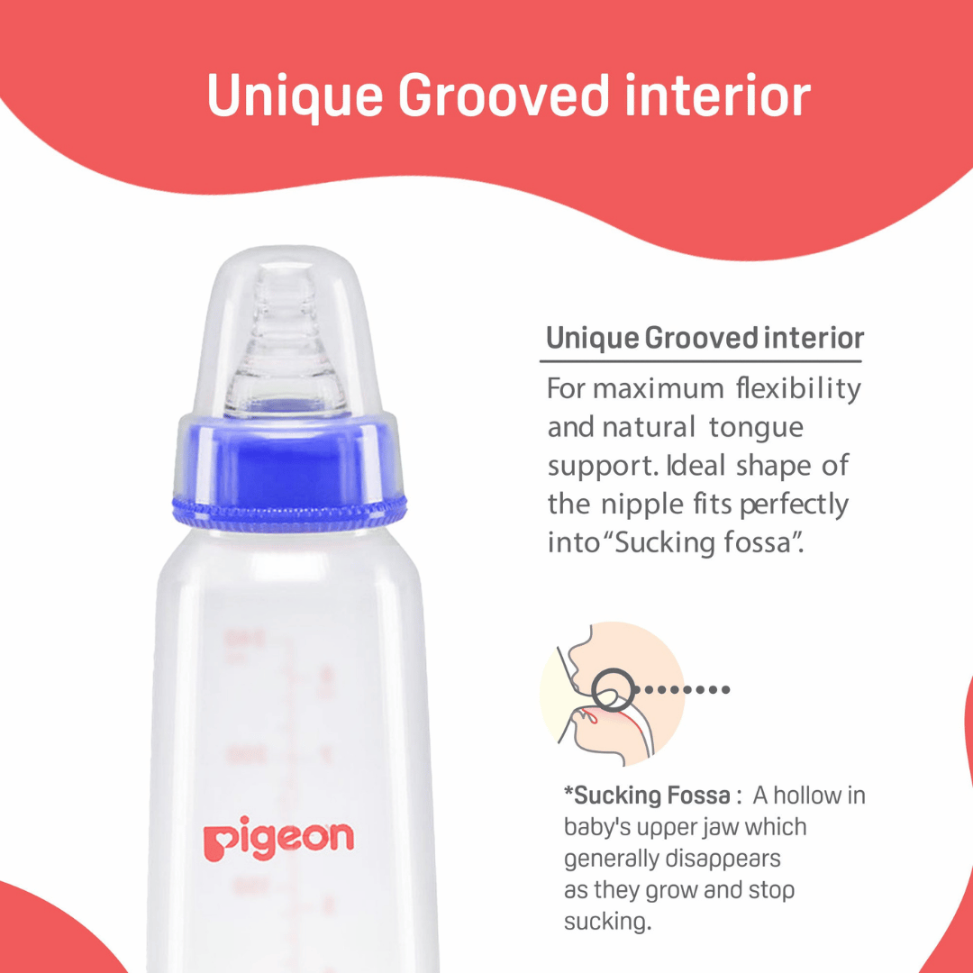Pigeon Official - PP Standard Slim Neck Feeding Blue Bottle Medium Flow, 240ml, 4+ Months Twin Pack  Anti Colic, No Nipple Confusion, BPA Free, Soft Flexible Nipples, Japan No. 1 Brand