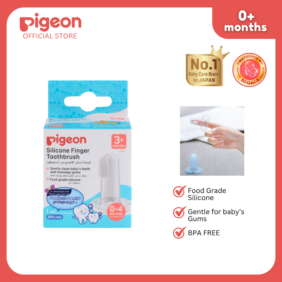 NEW Pigeon Official - Silicone Finger Brush & Wide Neck PP Feeding Bottle 160ml 1pc, Slow Flow, for 0+ Months Babies Anti Colic, No Nipple Confusion, AVS System, Latch On Line, BPA Free, Ultra Soft Flexible Nipples, Japan No. 1 Brand