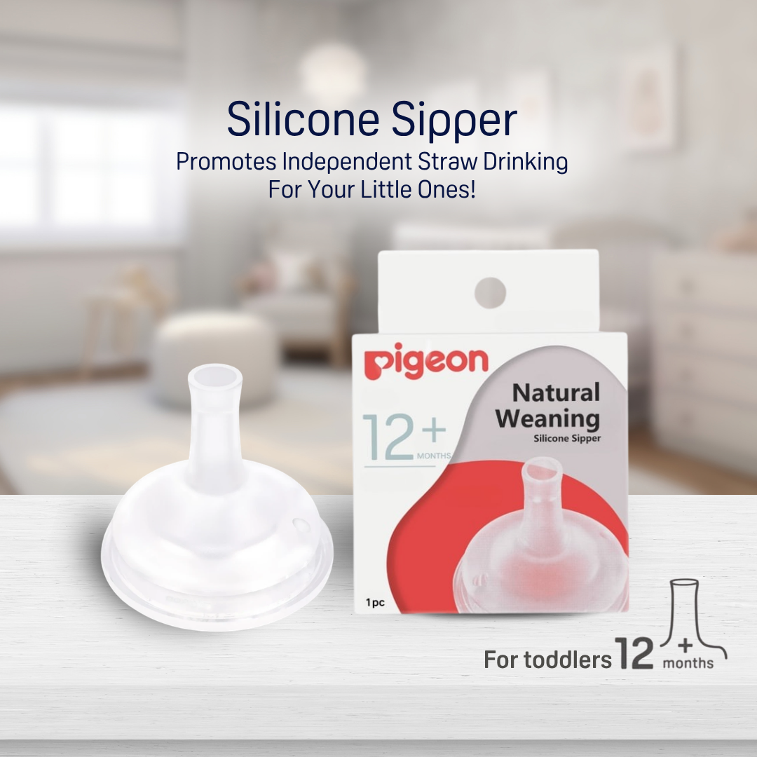 Pigeon Natural Weaning Silicone Sipper  for toddlers 12M+ - Compatible with Pigeon Wide-Neck Bottles, Soft Silicone Sipper, Japan No 1 Brand