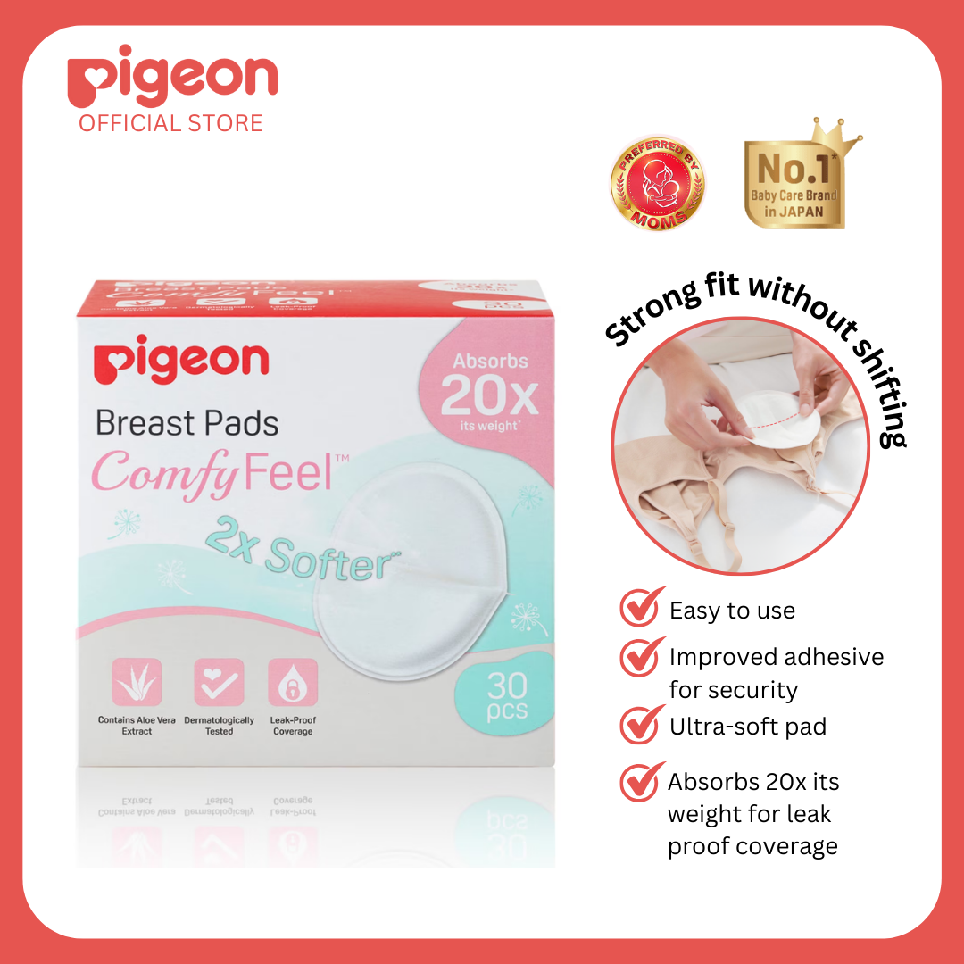 Pigeon Buy 2 Breast Pads 30 pcs, GET FREE Breast Pads 12 pcs - Leak proof, Comfortable, Absorbent, Breastfeeding Essentials, Safe for Moms