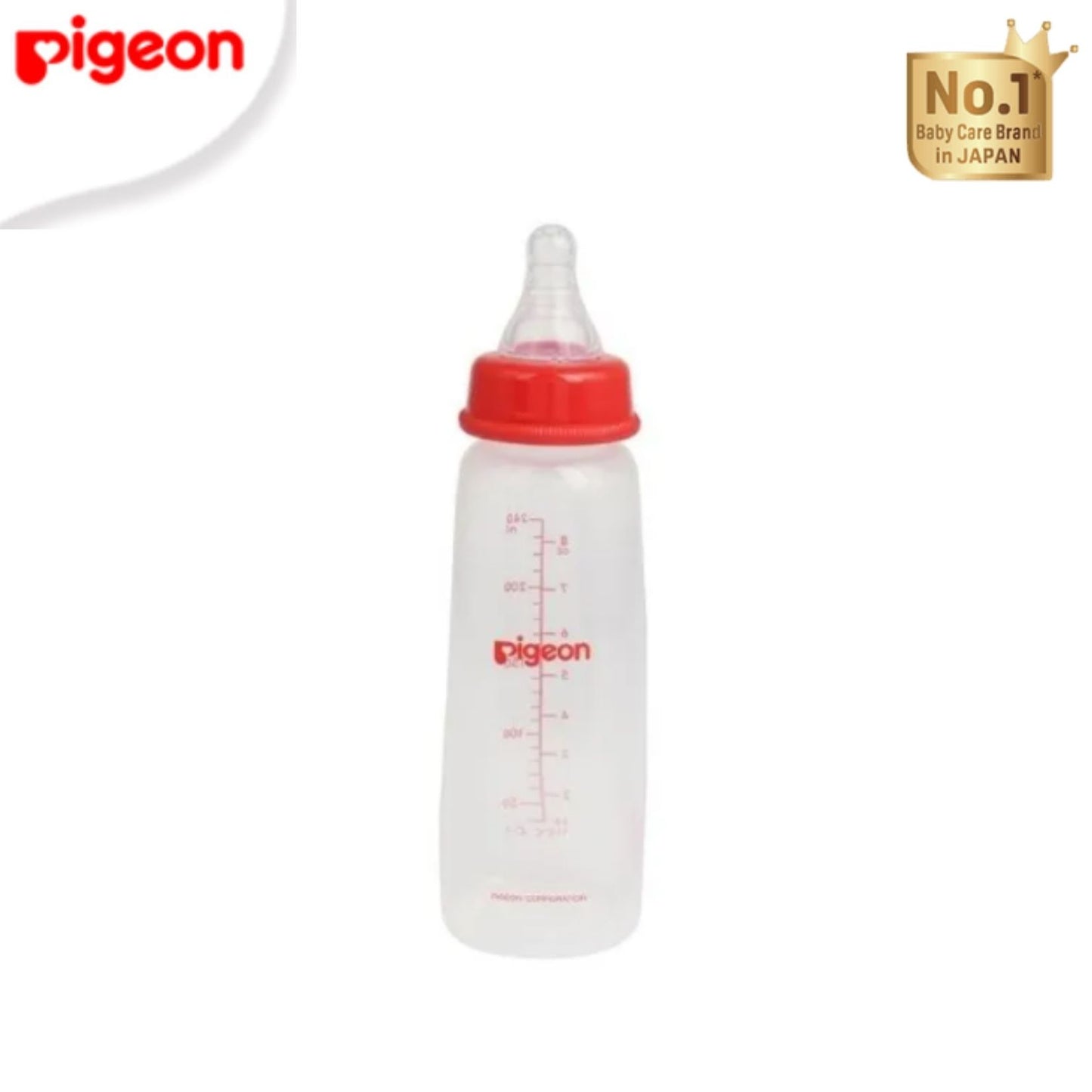 Pigeon Official - RPP Slimneck/Standard Feeding Red Bottle Fast Flow, 240ml (L) (Twinpack), PP Material