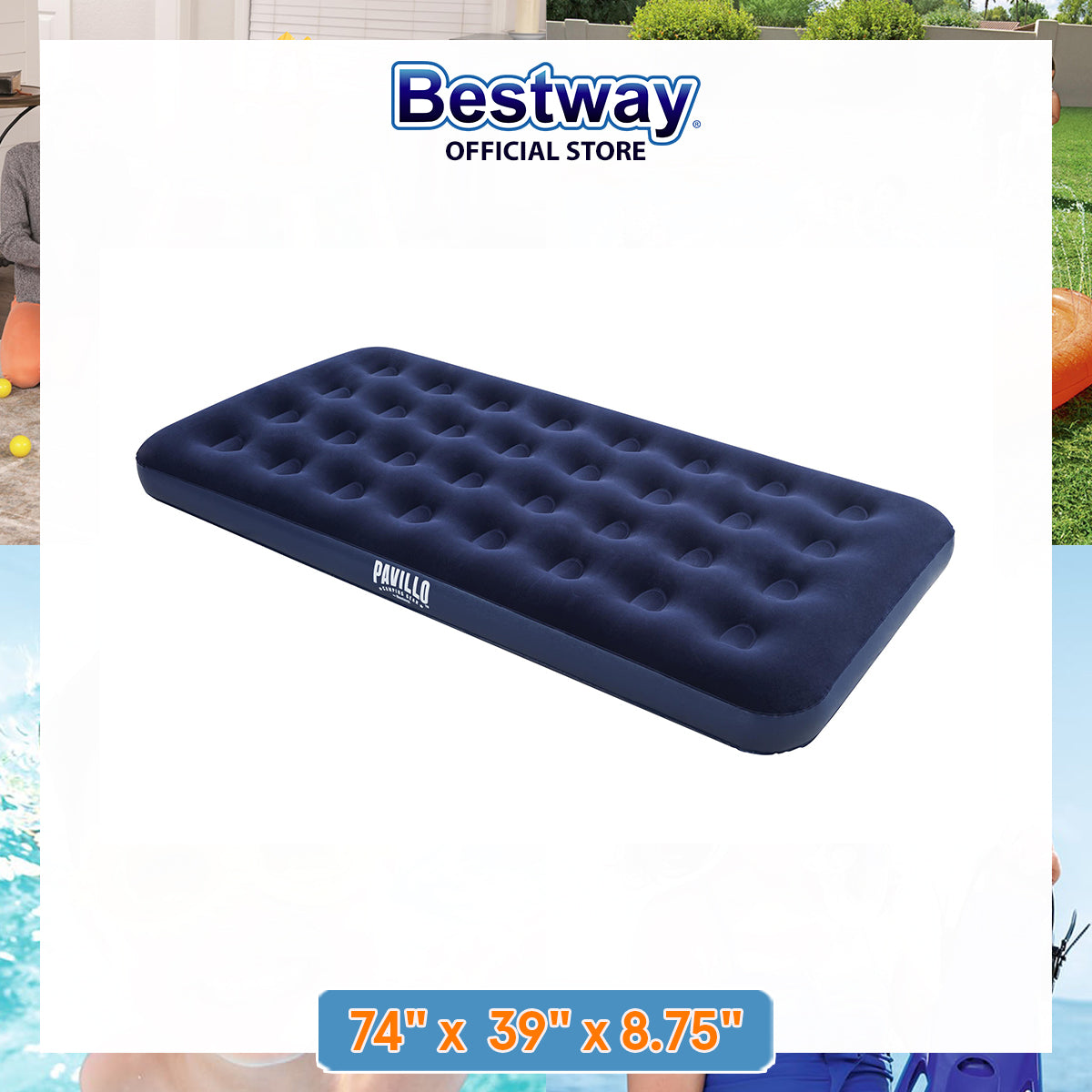 2PCS Bestway Aeroluxe Air Bed (Twin Size; Dark Blue Color)