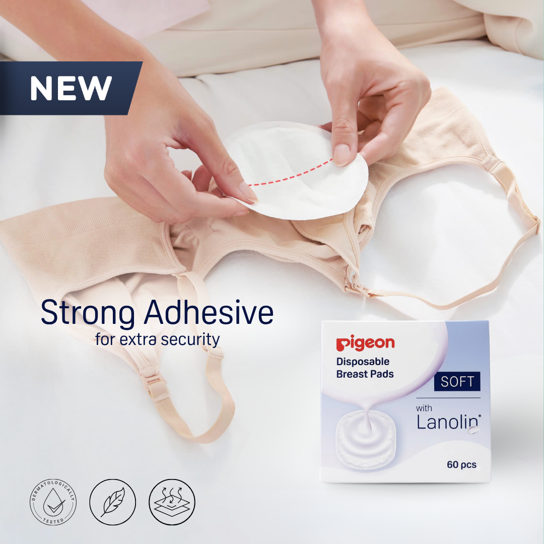 NEW Pigeon Breast Pads with Natural Lanolin (12pcs) - Soothing & Ultra-Absorbent Nipple Care Disposable Nursing Pads, Japan No. 1 Brand