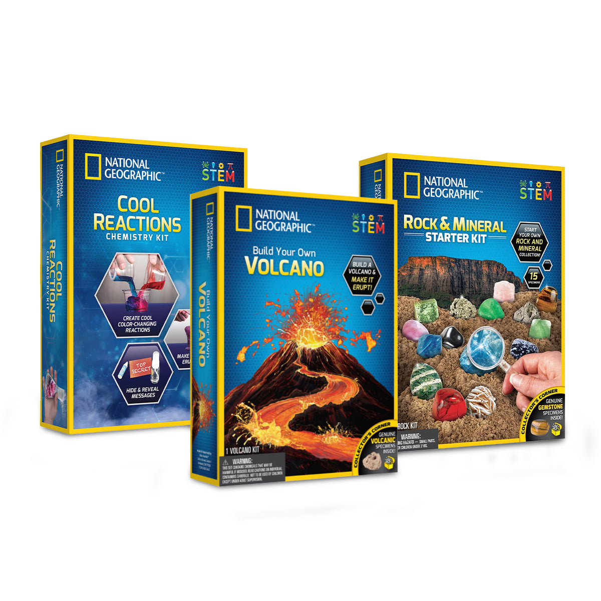 Nat Geo Science Kit 1 - Volcano + Cool Chem + Rock Bundle