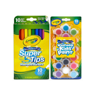 Crayola 18CT Washable Paint Assorted + 10CT Super Tips Washable Marker