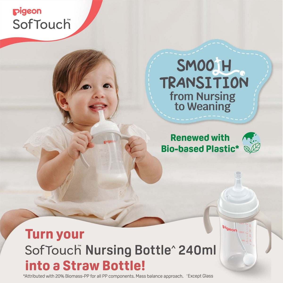 Pigeon Natural Weaning Silicone Sipper  for toddlers 12M+ - Compatible with Pigeon Wide-Neck Bottles, Soft Silicone Sipper, Japan No 1 Brand