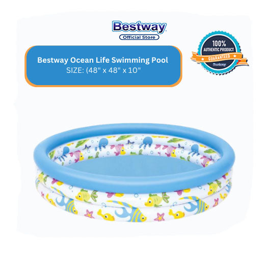 Bestway Ocean Life Swimming Pool (48 inches by 48 inches by 10 inches)