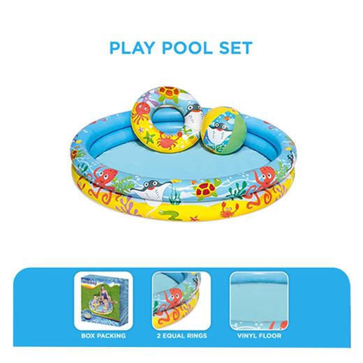 Bestway Kids Play Pool Set (48 inch Pool, 20 Inch Swim Ring, 16 inch Ball)