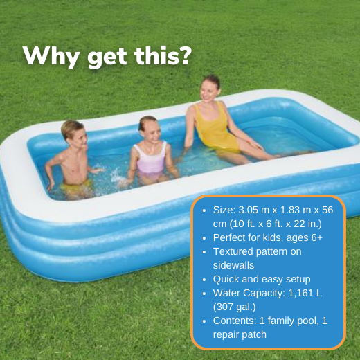 H20GO Rectangular Family Pool1