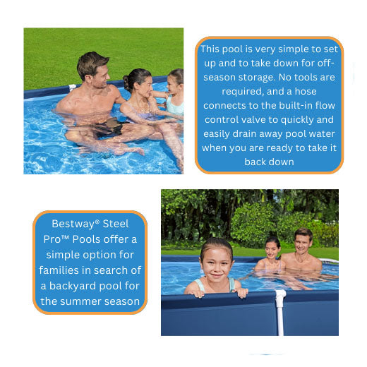 Bestway Steel Pro Frame Swimming Pool Set (8.5 feet by 5.5 feet by 24 inches)