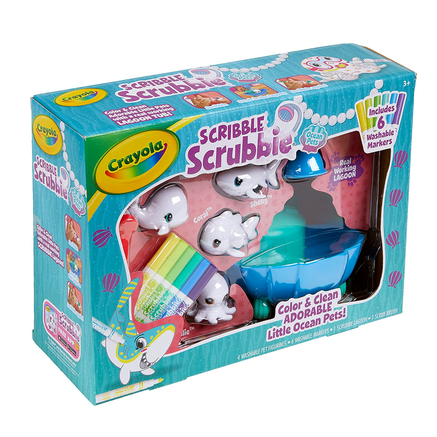 Scribble Scrubbie Ocean Pets,Lagoon Tub Set,4Pk