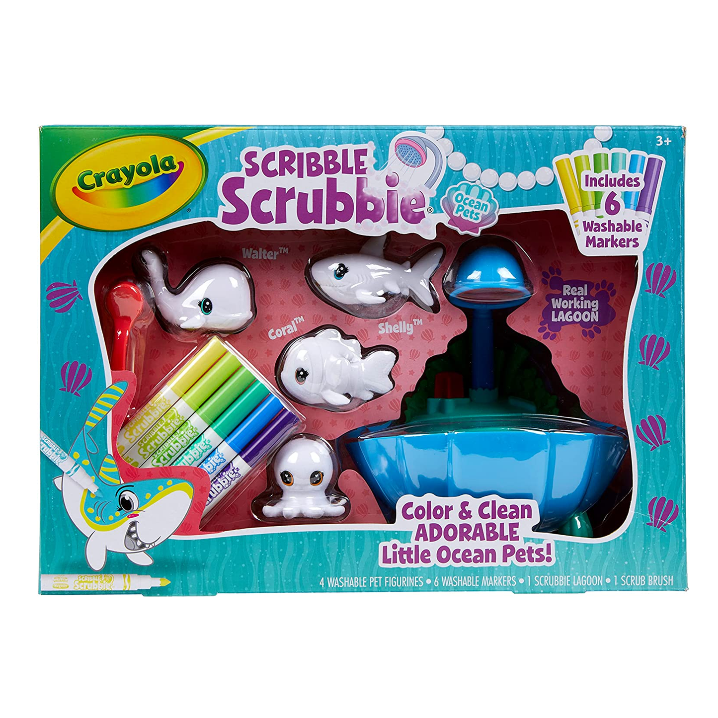 Scribble Scrubbie Ocean Pets,Lagoon Tub Set,4Pk