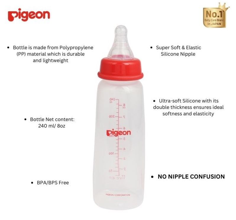 Pigeon RPP Red Bottle (L) 240ml Pack of 4